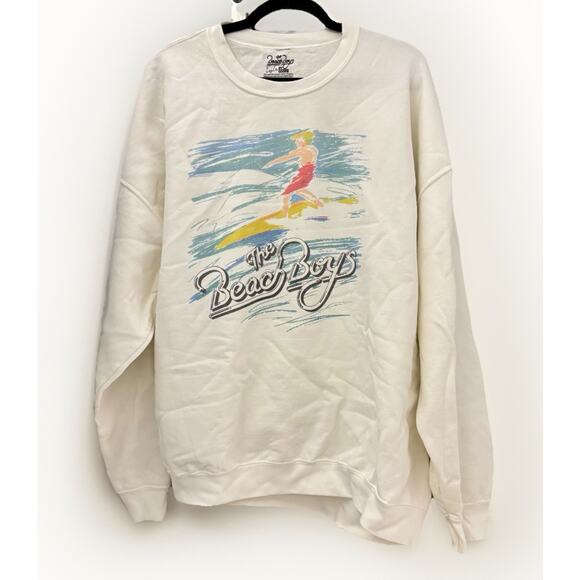 The Beach Boys 80s Surf White Thrifted By Livylu+Livgoods Sweatshirt - Picture 3 of 7